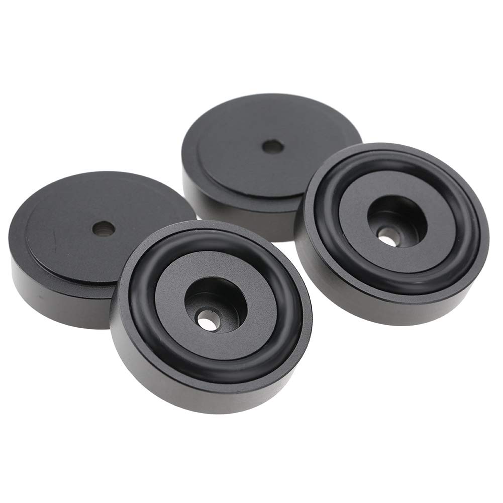 Garsent 4 szt. podkładki do wzmacniaczy, 40 x 10 mm, stop aluminium, uniwersalne, miedziane, kolce, podkładki, izolacja, piaskowanie, wzmacniacz, podkładki, stopy, czarne, 4 szt