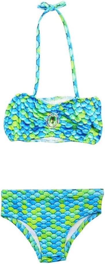 Dressy Daisy Toddler & Little Girls Fish Scale 2 Piece Bikini Swimsuit with Fish Scale Print, Beach Pool Swimwear 3-8 Years