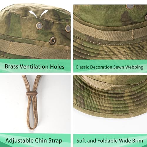 Image of Sun Hats for Men Women Boonie Hat UPF 50+ Bucket Hat Wide Brim UV Protection Fishing Hiking Safari Outdoor Hats