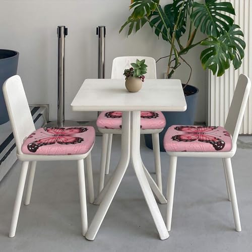 Housses de tabouret carrées élastiques velours rose lavables | Pack de 6 - 8
