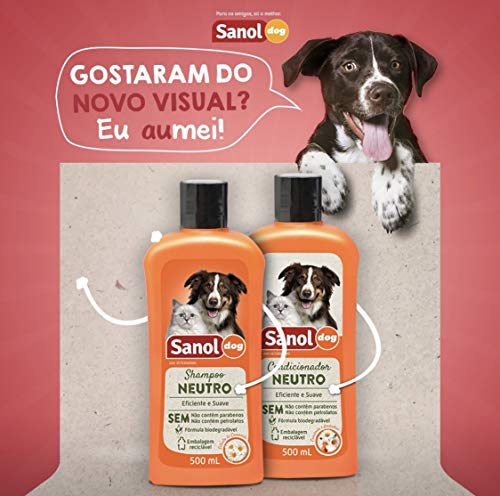 Shampoo de Pêlos Para Cães e Gatos, Neutro, Sanol Dog, 500 ml, Laranja