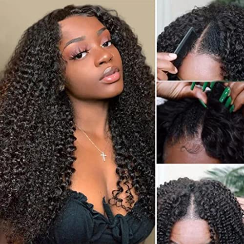 UNICE V Part Wig Human Hair Kinky Curly with Drawstring Upgrade U Part Wigs Human Hair for Women No Leave Out Glueless Wig Brazilian Virgin Hair Beginner Friendly Wig 150% Density 24 inch