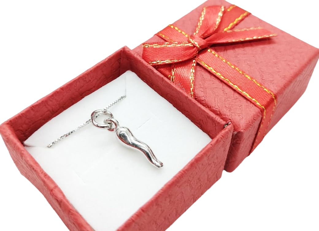 Collana Cornetto Corno Portafortuna Uomo Donna in Argento 925 Silver Fatto a Mano