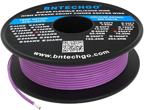 Vista 23 de BNTECHGO Carrete de alambre de silicona calibre 18 de 250 pies, color rosa, flexible, alambre de cobre estañado trenzado de 18 AWG Rosa