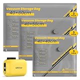 Sacchetti Sottovuoto Vestiti Con Pompa Senza Fili, 9 Pezzi Buste Sottovuoto Vestiti Riutilizzabili (3*40x40cm, 3*40x50cm, 3*40x60cm), Sacchetti Sottovuoto da Viaggio per Deposito Domestico e Viaggio