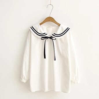 Summer Sailor Collar Blouse Tie Bow Short Sleeve Doll Shirt Japanese School Uniform Kawaii Cute Soft Tops