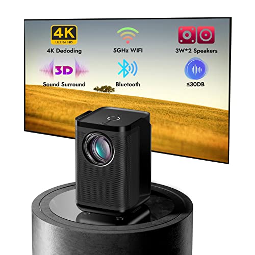 Zeemr Portable Outdoor Projector With Wifi And Bluetooth, Mini Projector For All Home Theater, Native 1080P Supported 4K Decode, Fully Sealed Dust-Proof, Compatible With Almost Tv Sticks(Black) #TOP2