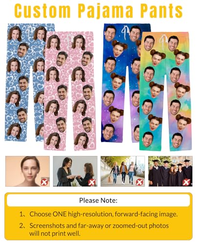 YanNanKe Personalized Face Pajama Pants with Photo for Women Men Custom Picture Sleepwear Bottom Customized Pj Pants4