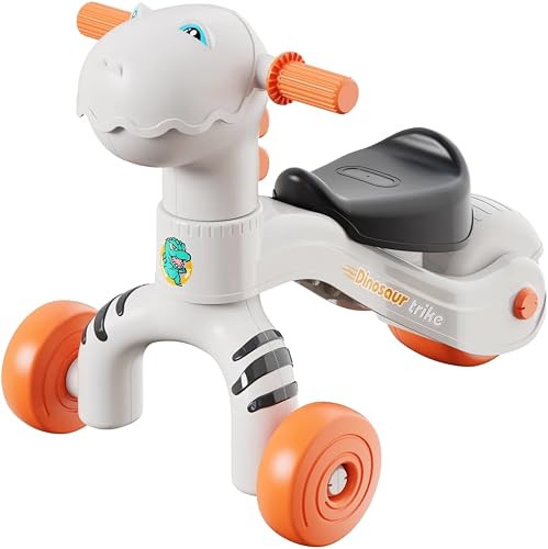 Dinosaur Musical Ride-On Trike Toy - Balance Bike - Toys for Toddlers - White