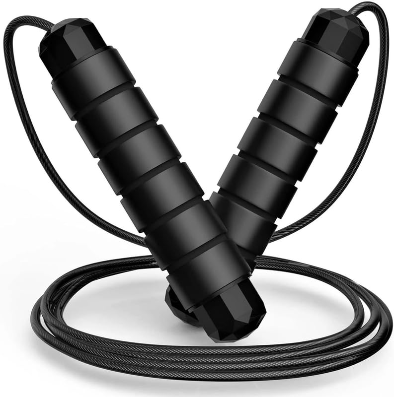 Adjustable Skipping Rope for Men Women & Kids, Tangle Free Jump Rope with Foam Handles, Steel Wire PVC Coated Speed Rope for Cardio, Workout, Weight Loss & Home Gym Training-image-4