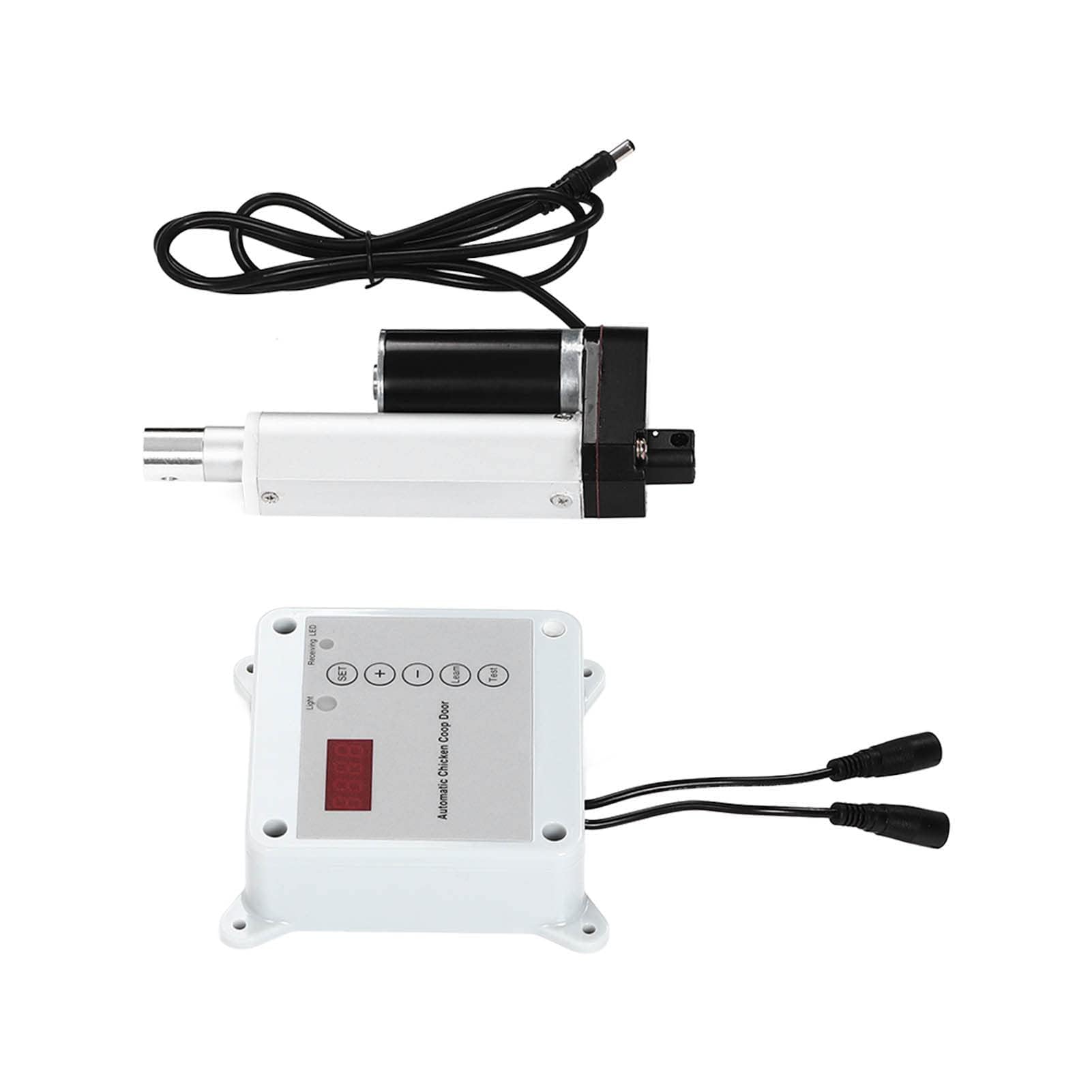 Abrepuertas Automático para Jaula de Pollo con Temporizador, Sensor de Luz y Control Remoto para Suministros de Hábitat de Aves de Corral de Ganso de Pato de Granja, Aleación de (Enchufe UE 100‑240V)