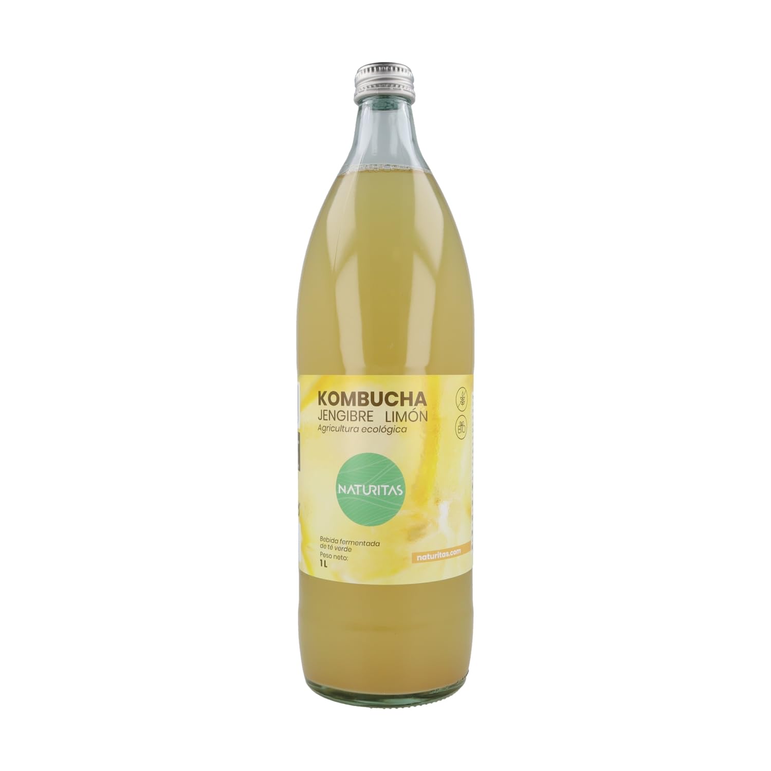 Kombucha Zenzero e Limone Bio 1L Naturitas Essentials | Bevanda sana | Aiuta la digestione | Frizzante | Probiotico