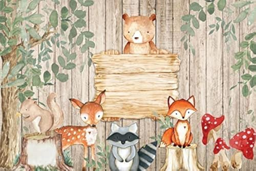 Yeele 7x5ft Woodland Animals Backdrop Cartoon Deer Fox Bear Squirrel Safari Jungle Animals Photography Background Kids Boy Girl Newborn Baby Shower Birthday Party Decoration Photo Booth Props