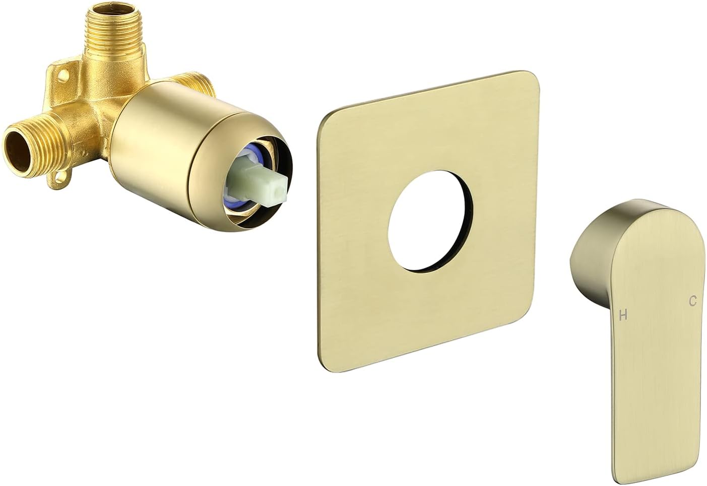 Shower Valves Wall Mount Shower Faucet Rough-In Valve Bathroom Trim Kit Single Handle Tub Shower Valve Mixer Brushed Gold