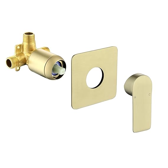 Wall Mount Shower Valve Tub Shower Rough-In Mixer Valve Bathroom Faucet Trim Kit Brushed Gold 2499BG