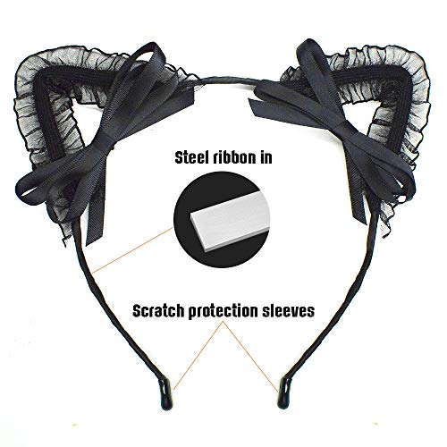 Cat`s Ear Headband Lace Cat Hairband With Bowknot Halloween Costume For Girls Women #TOP2