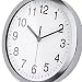 Wall Clock 12 Inch Metal Frame Glass Cover Non-ticking Number Quartz Wall Clock Modern Quartz Design Decorative Indoor/Kitchen(Silver)