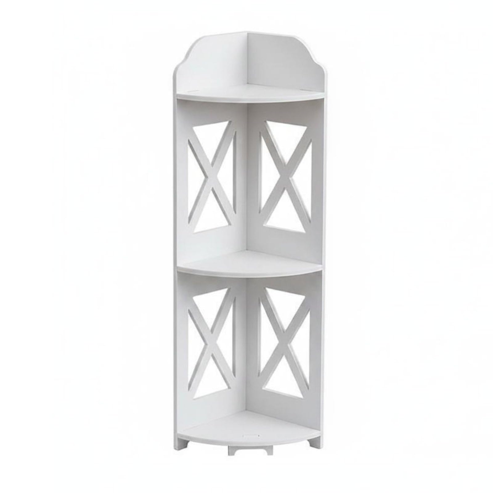 Amagogo Étagère d'Angle Salle de Bain Étagère de Meuble de Rangement Support à Trois Étagères PVC sans Outil Adaptée à Salle de Bain Salon Balcon, Étagère D Angle En X De 80 Cm De Haut