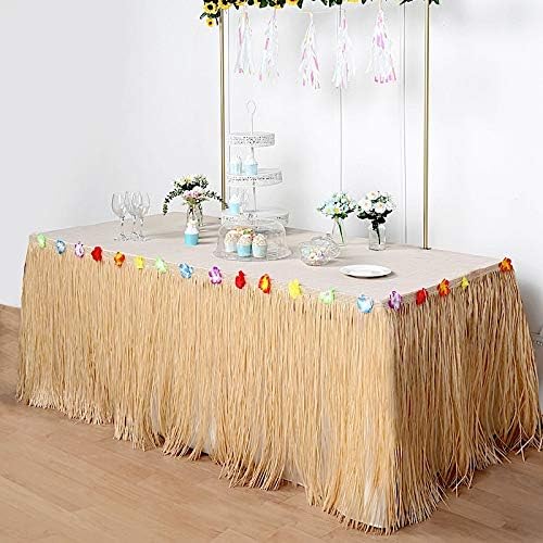 Balsa Circle 9 feet x 29" Natural Raffia Plastic Table Skirt Hawaiian Tropical Luau Fringe Party Events Decorations Supplies