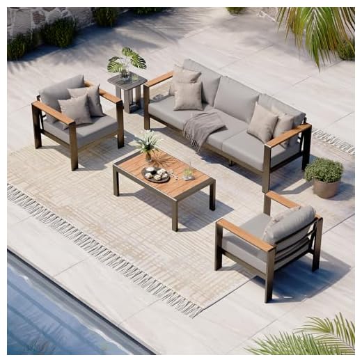 25+ Gorgeous Backyard Engagement Party Decorations You Need to Try 5 Oasbira Aluminum Outdoor Patio Furniture Set with Coffee Table, 4 Piece Patio Conversation Sets with Washable Thick Cushions, Patio Sectional Furniture Set for Porch, Balcony, Deck, Gray