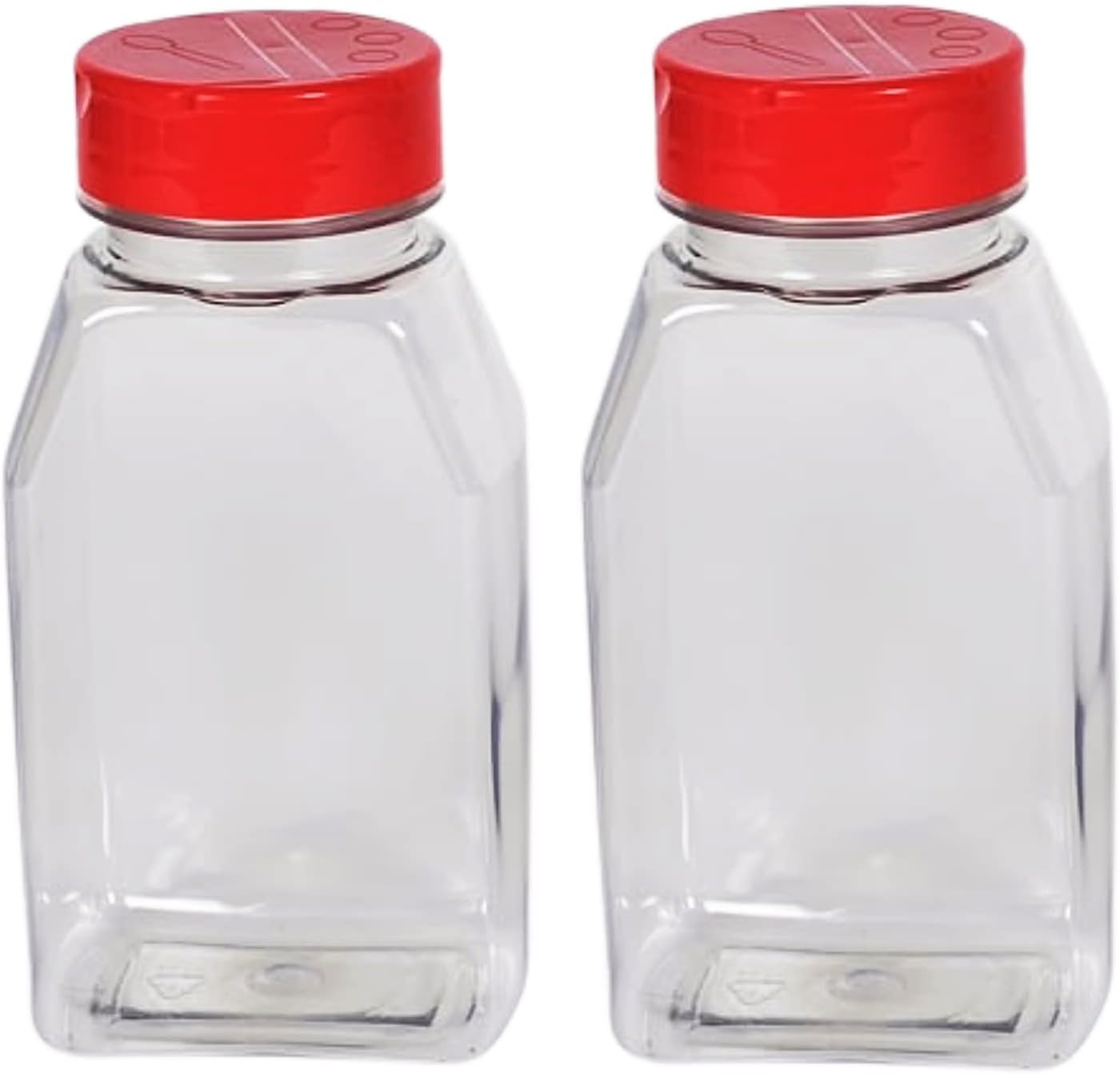 Skyway Supreme Large 16 OZ Plastic Spice Bottles Seasoning Containers Jars - Flap Cap Pour and Sifter Spice Shaker - Refillable Perfect For Storing Dispensing Herbs BBQ Rub - BPA Free - Set of 2