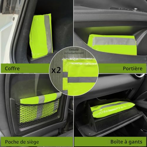 2 Pièces Gilet Jaune, Gilet Jaune Enfant Adulte, Gilet Fluorescent de Sécurité pour Voiture, Moto, Vélo, Gilet Réfléchissant Unisexe, Gilet Fluo pour la Course à Pied, le Vélo et Travail (2, S) – vue 6