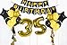 Treasures Gifted Happy Birthday 35th Party Decorations 12 Inch Latex Balloons Metallic Gold Banner and Gold foil Fringe Curtain Supplies Kits