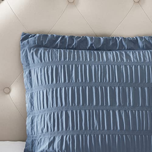 Walensee King Seersucker Comforter Set 100% Polyester Soft Washable Microfiber Bed Comforters With 2 Pillowshams, Lightweight Cozy Bedding Comforter Sets For All Season, 3 Pieces, 104"X90", Navy #TOP7