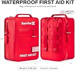 SurviveX Large Waterproof First Aid Kit for Car, Travel & Home - Emergency Kit for Hiking, Camping, Backpacking and Outdoors - Includes Zip Stitch Wound Closure Strips