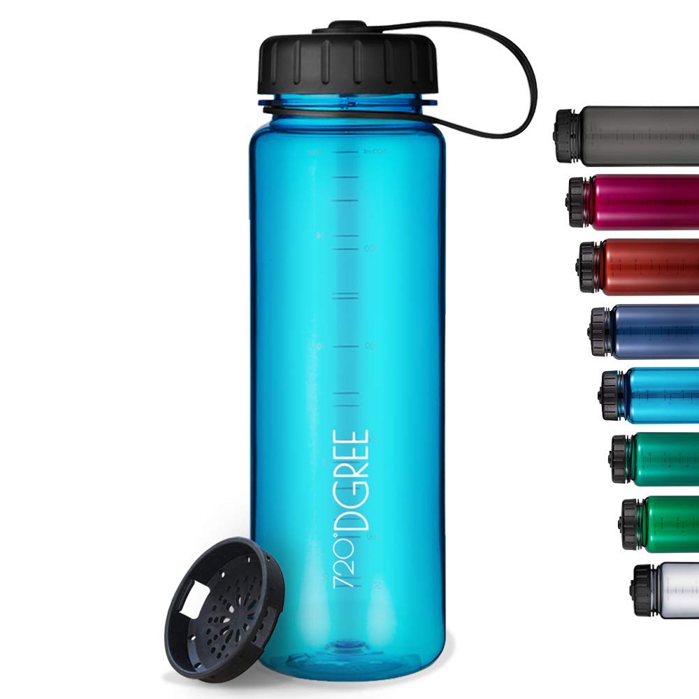 720°Dgree Sky Blue “Simplbottle“ | Leakproof Water Bottle 500Ml, 0.5L | Sport Bottles - Bpa Free - Tritan Plastic | Fruit Infuser Sieve | Perfect Drinking For Kids, School, Gym, Bike, Running, Outdoor