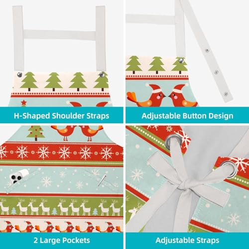 Tablier de serveuse pour restaurant et bistrot au motif oiseau de Noël