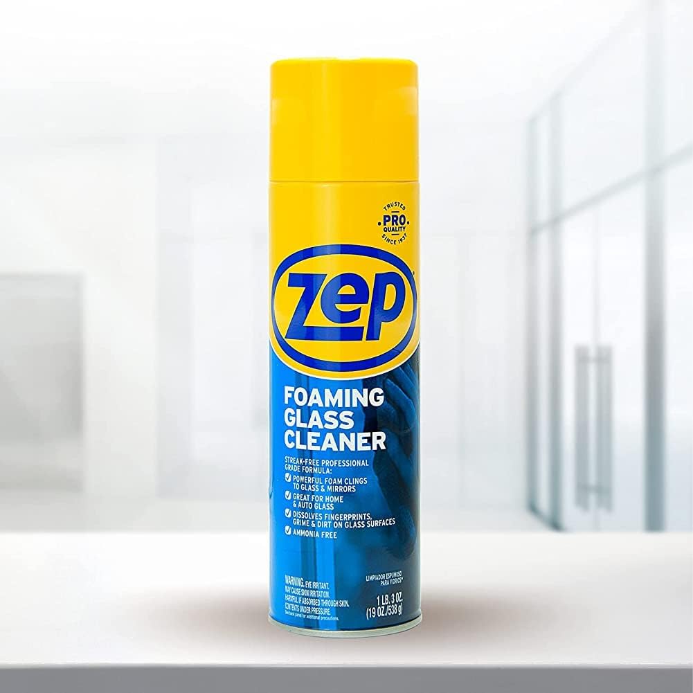 Zep Foaming Glass Cleaner - 19 oz (Case of 12) ZUFGC19 - Streak-Free Professional Grade Formula that Dissolves Dirt, Fingerprints and Grime on Glass, Mirrors, Windows and Plexiglas in Home, Business,