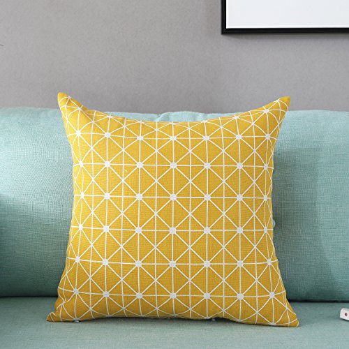 TAOSON Yellow Lattice Geometry Pattern Cotton Flax Soft Home Decorative Throw Cushion Cover Pillow Cover Pillowcase with Hidden Zipper Closure Only Cover No Insert 20x20 Inch 50x50cm TAOSON Yellow Lattice Geometry Pattern Cotton Flax Soft Home Decorative Throw Cushion Cover Pillow Cover Pillowcase with Hidden Zipper Closure Only Cover No Insert 20x20 Inch 50x50cm