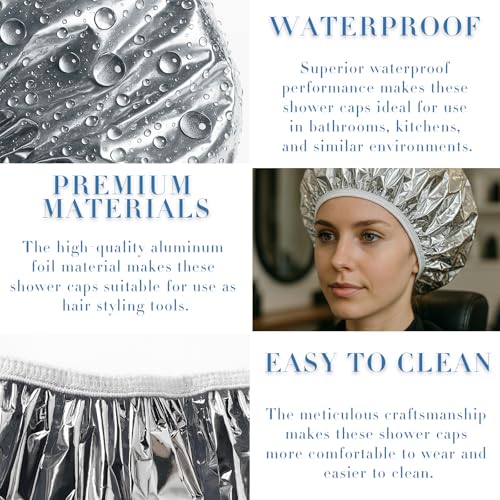 Brvlsoc Reusable Aluminum Foil Heat Cap – Deep Conditioning Processing Cap with Elastic Band, Hair Treatment & Coloring Cap for Salon, Sauna & Home - Thumbnail 3