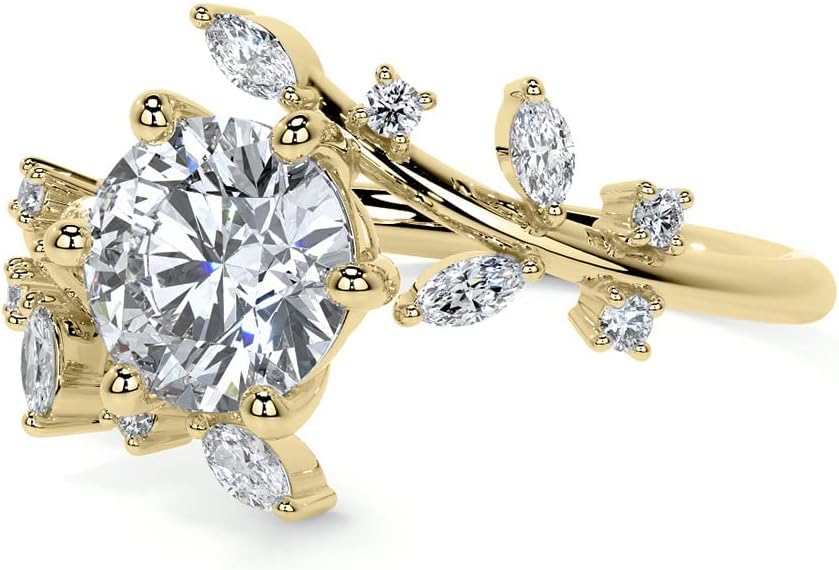 1.29-3.29 Carat Round Cut Moissanite/Lab Grown Diamond Bypass Engagement Ring Diamond Wedding Ring for Women in 925 Sterling Silver/10K/14K/18K Solid Gold