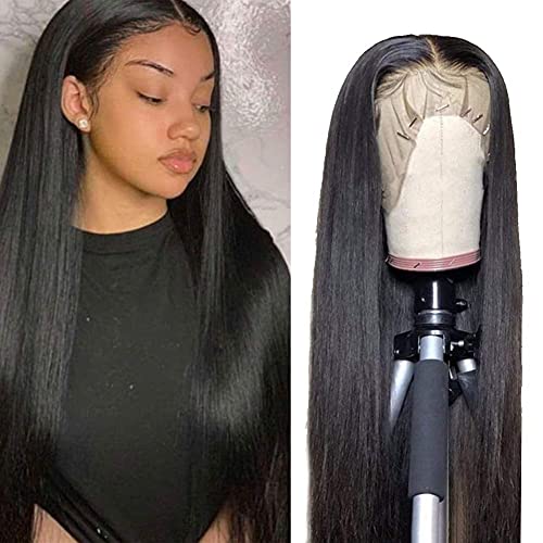 9A Lace Front Wigs Human Hair 16'' Brazilian Straight Lace Front Wigs Human Hair Lace Front Wigs for Black Women Remy Human Hair Wigs with Baby Hair 13x4 Lace Part 150% Density