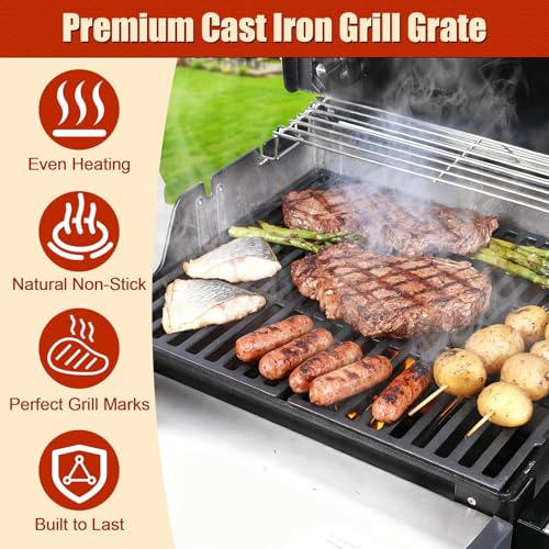 Denmay 7637 44,5 x 26cm Grillrost für Weber Spirit I & II E210, E220, S210, S220 (mit vorderen Brennerknöpfen), Gusseisen Grillrost für Weber Spirit Ⅰ&Ⅱ 200 Serie, 2 Stück