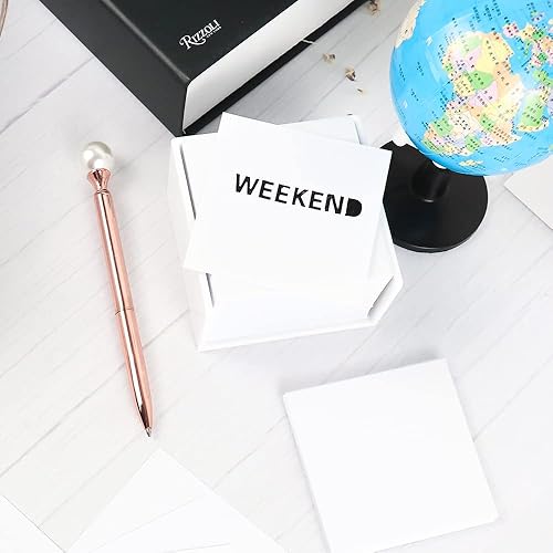 Miniatura 4 de Notas blancas no adhesivas de 3 x 3 pulgadas, papel suelto en blanco con soporte de notas acrílico blanco para oficina, hogar, suministros escolares