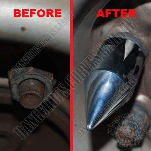 8 Chrome Press On Spike Nut & Bolt Covers for 5/8" Socket Size Car & Truck Model-PYT-8888-3877