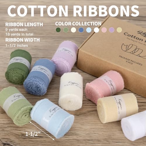 Premium 1.5-Inch x 18-Yard Cotton Ribbon Set – 9 Rolls of Vibrant Colors for Gift Wrapping, Wedding Decor, and DIY Crafts 3 Premium 1.5-Inch x 18-Yard Cotton Ribbon Set – 9 Rolls of Vibrant Colors for Gift Wrapping, Wedding Decor, and DIY Crafts - Image 2