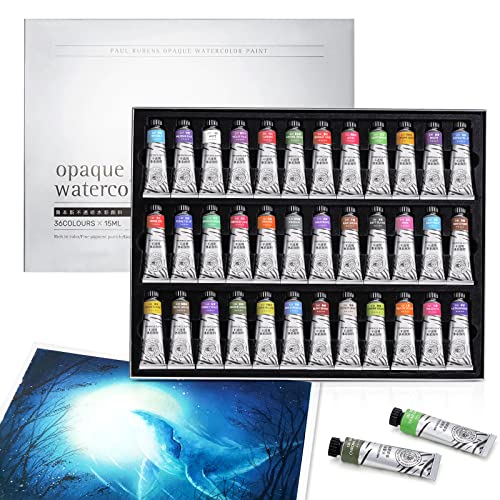 Paul Rubens Artist Opaque Watercolor Paint Set, Gouache Set Of 36 Assorted Colors, 15Ml Tubes, Gouache Paint For Canvas Watercolor Paper, Art Supplies For Beginners, Artists #TOP25