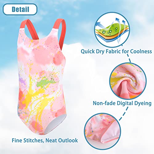 Image of Girls One Piece Swimsuits Tie Dye Bathing Suit for Girls Hawaiian Swimwear 3-16 Years