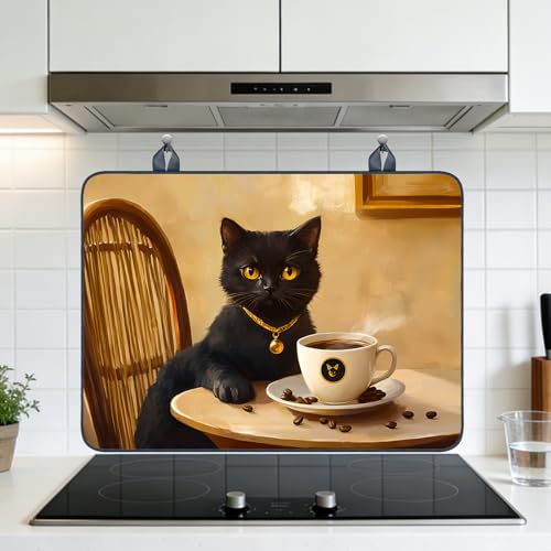 Image of Nuxovilar Black Cat Coffee Stove Cover Diatom Mud 28.65x20.47 In