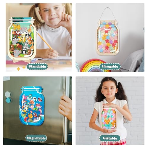 Image of Jungle Reward Jar Cute Personalized Name Reward Chart for Kids Classrooms Good Behavior Back to School Students Colorful Jungle Tokens Custom Teacher Toddler Boys Girls