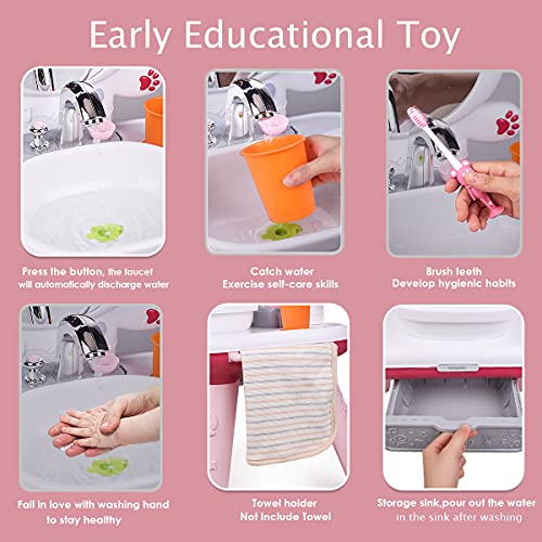 3 In 1 Pretend Play Makeup Beauty Dressing Table Washing Basin Toy Set With Musical And Light Mirror Early Learning Educational Toy For 3+ Years Old Kids #TOP5
