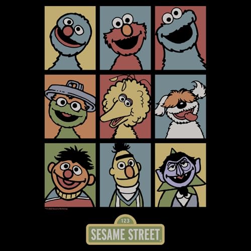 Boy's Sesame Street 9 Panel Puppet Grid T-Shirt2