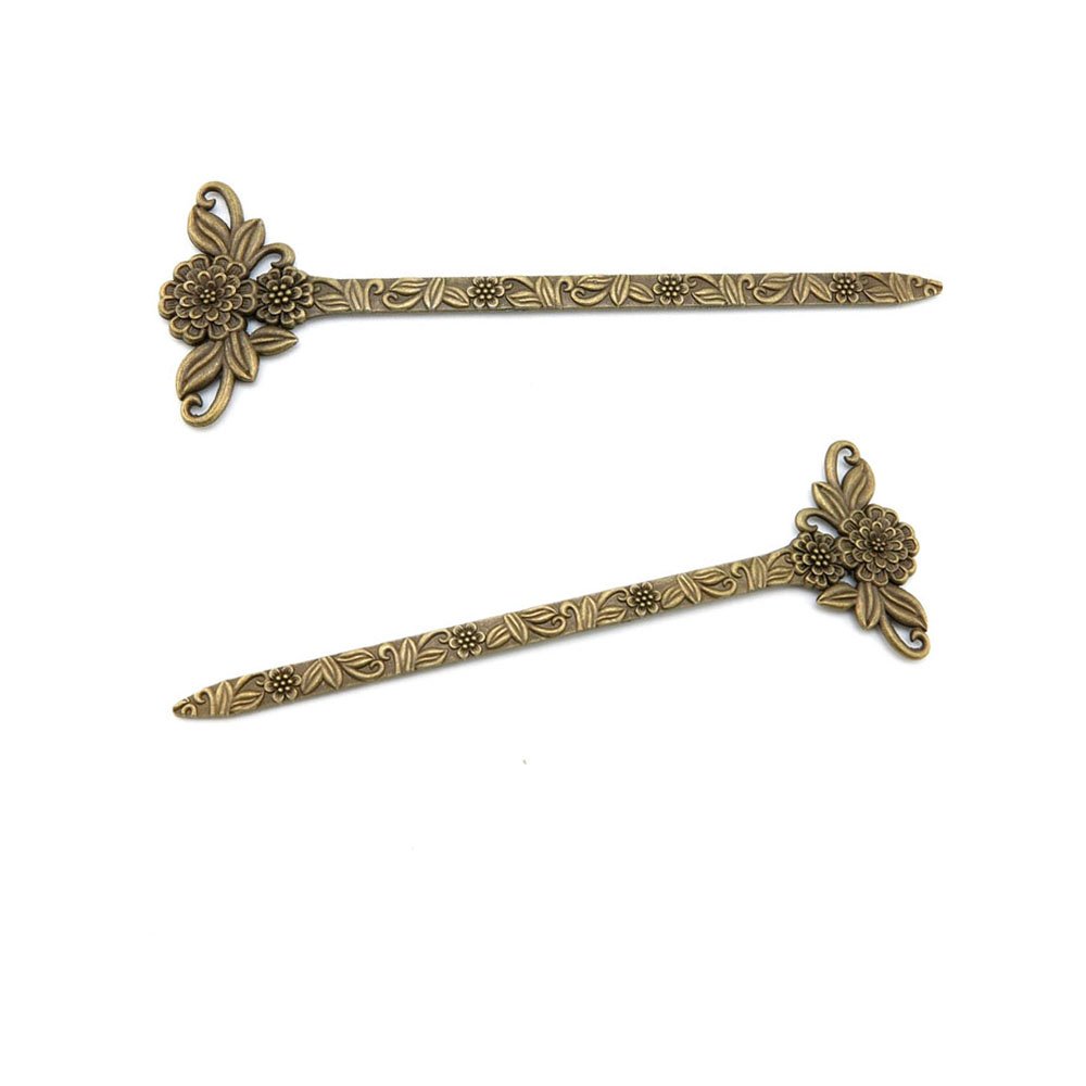 Price per 40 Pieces Antique Bronze Jewelry Making Charms Findings Supplies X5PV4 Flower Hairpin Bookmark Wholesale Ancient Fashion Bulk Retro Supply