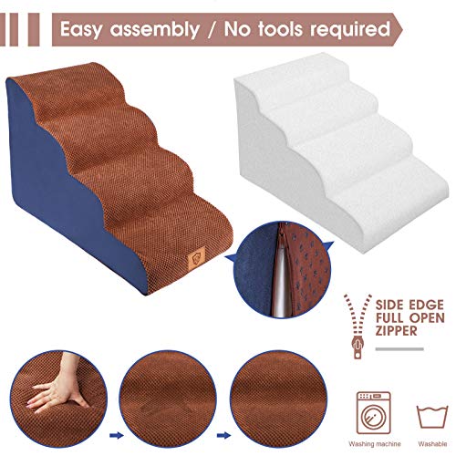 MASTERTOP Dog Stairs, 4-Steps Pet Foam Ladder, High Density Foam Dogs Ramps,Non-Slip Pet Stairs Step Dog Ramp Sofa Bed Ladder For Dogs Cats,1 Lint Roller Gift - Image 4