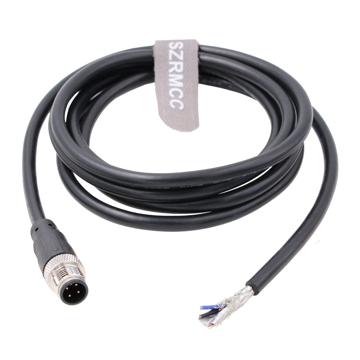 SZRMCC M12 A-Code 4 Pin Female Right Angle to Bare Wire Sensor Actuator Cable for Industrial Camera Fieldbus Network Modules IO Link 22AWG (10m)