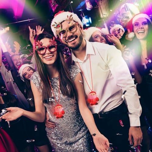 Yinkin 50 Pcs Christmas Light up Necklace for Adults Flashing Necklaces Glow Necklaces Bulk for Xmas Party Favors Stocking Stuffers Christmas Ornaments Decoration(Red,White,Santa Claus) by Yinkin - Image 6